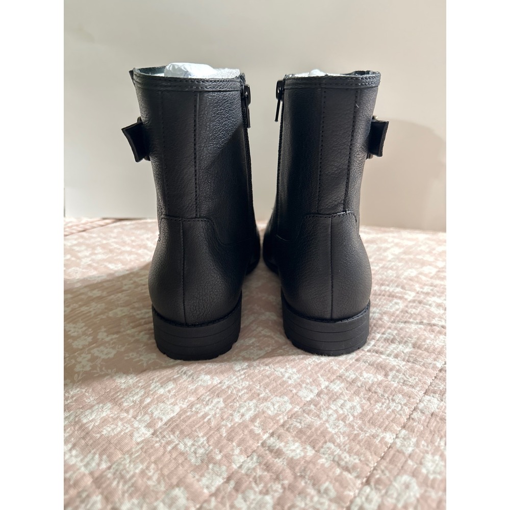Vionic Womens Jill Black Pebbled Leather Ankle Boots Buckle Zip Lug Sole 7 Wide - Picture 6 of 6